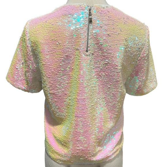 Forever 21 Sequin Top Short Sleeve Size - Picture 5 of 6